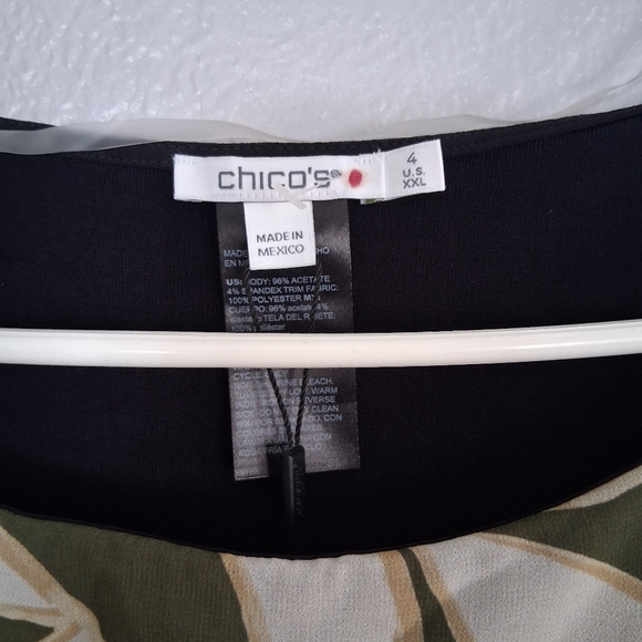 Chico's NWT Travelers Paisley Chiffon Layer Top Green Tan 4/XXL - Picture 6 of 9